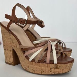 Kate Spade NY Glow Brown and Cream Platform Sandals